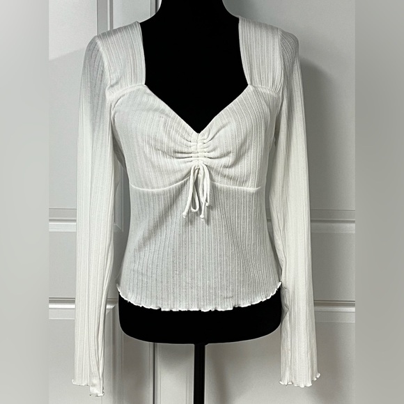 Lulus White Ribbed Knit Top - Picture 1 of 7